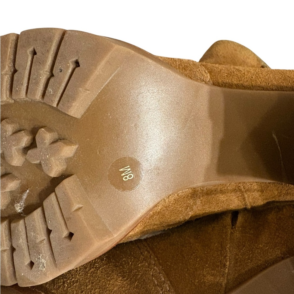 Tory Burch Sofia Logo Ring High Heel Ankle Suede Leather Booties Shoes Brown - Picture 8 of 8